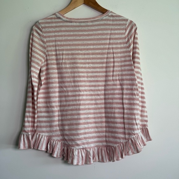 Boden Dorothy Linen Jersey Stripes Ruffle Trim Top size US2 - Picture 5 of 5
